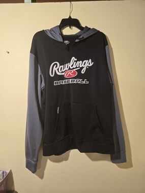 Rawlings Black and Gray Crewneck Baseball Hoodie